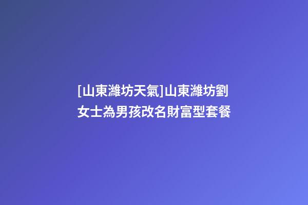 [山東濰坊天氣]山東濰坊劉女士為男孩改名財富型套餐-第1張-公司起名-玄機派